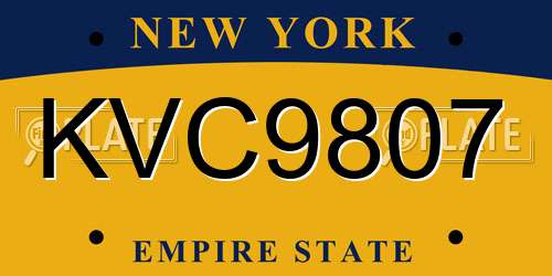 KVC9807 New York License Plate