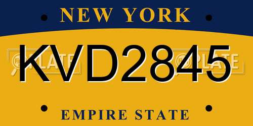 KVD2845 New York License Plate