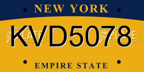 KVD5078 New York License Plate