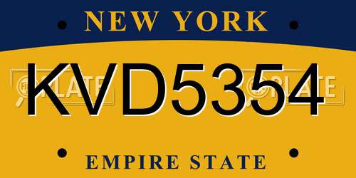 KVD5354 New York License Plate
