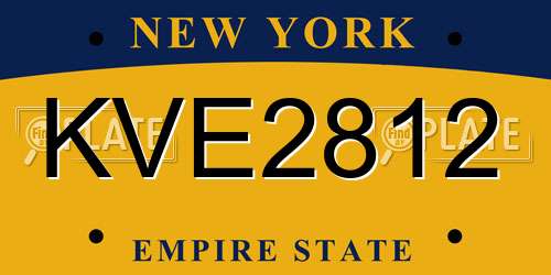 KVE2812 New York License Plate