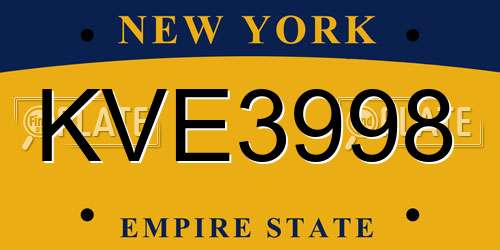KVE3998 New York License Plate