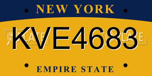 KVE4683 New York License Plate