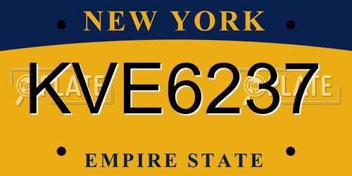 KVE6237 New York License Plate