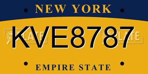 KVE8787 New York License Plate