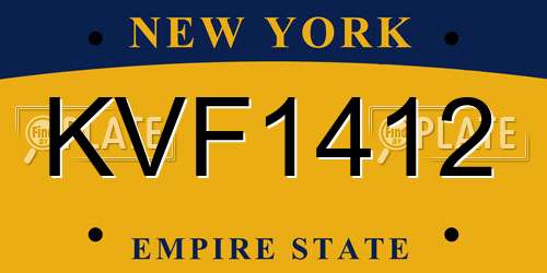 KVF1412 New York License Plate