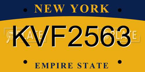 KVF2563 New York License Plate