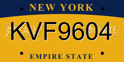 KVF9604 New York License Plate