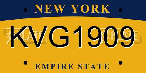 KVG1909 New York License Plate