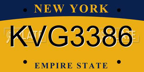 KVG3386 New York License Plate