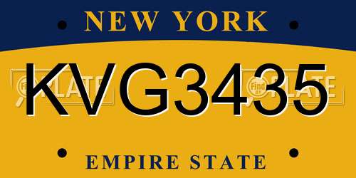 KVG3435 New York License Plate