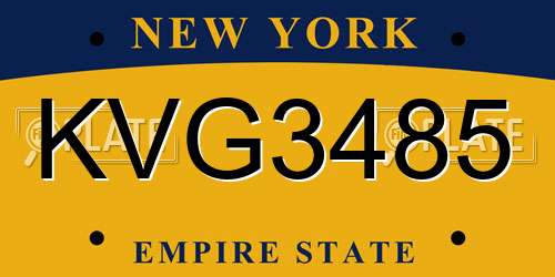 KVG3485 New York License Plate