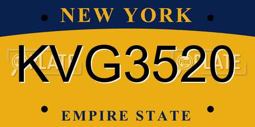 KVG3520 New York License Plate
