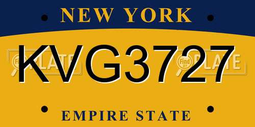 KVG3727 New York License Plate