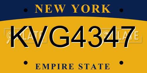 KVG4347 New York License Plate