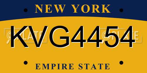 KVG4454 New York License Plate