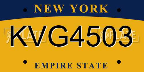 KVG4503 New York License Plate