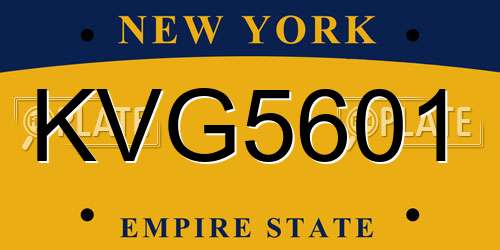 KVG5601 New York License Plate
