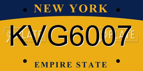 KVG6007 New York License Plate