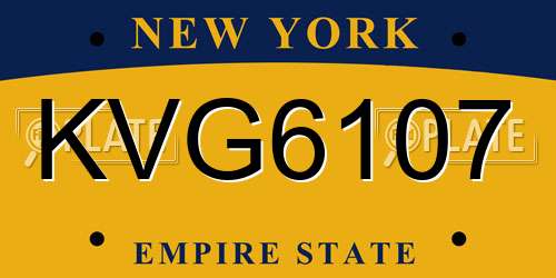 KVG6107 New York License Plate