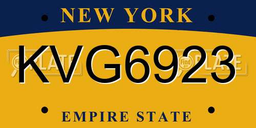 KVG6923 New York License Plate