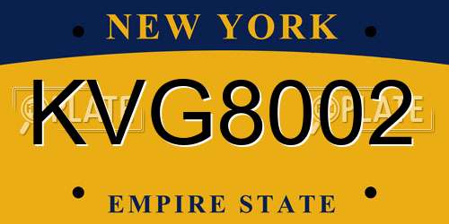 KVG8002 New York License Plate