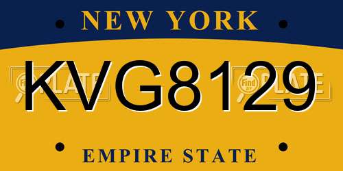KVG8129 New York License Plate