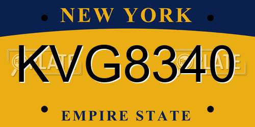 KVG8340 New York License Plate