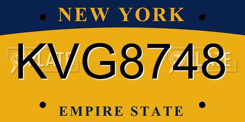 KVG8748 New York License Plate
