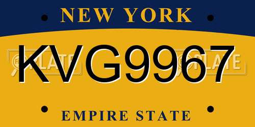 KVG9967 New York License Plate