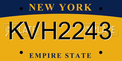 KVH2243 New York License Plate