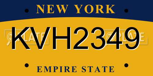 KVH2349 New York License Plate