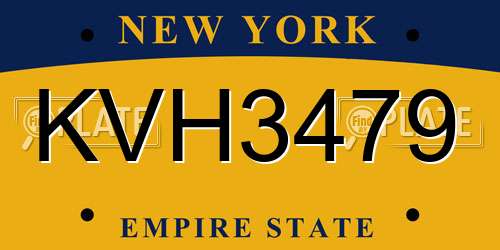 KVH3479 New York License Plate