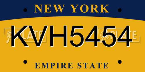 KVH5454 New York License Plate