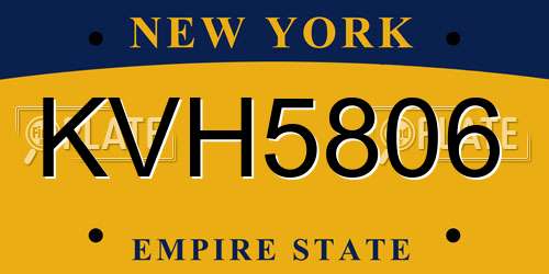 KVH5806 New York License Plate