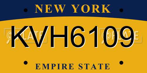 KVH6109 New York License Plate