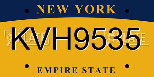 KVH9535 New York License Plate