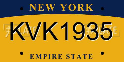 KVK1935 New York License Plate