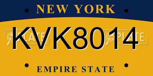 KVK8014 New York License Plate