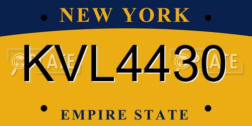 KVL4430 New York License Plate