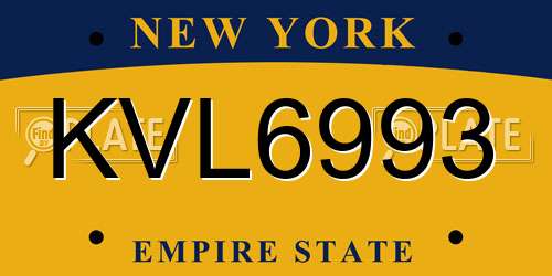 KVL6993 New York License Plate
