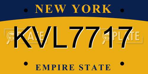 KVL7717 New York License Plate