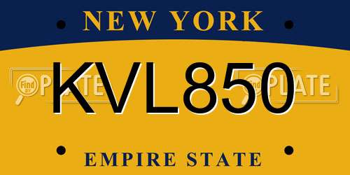 KVL850 New York License Plate