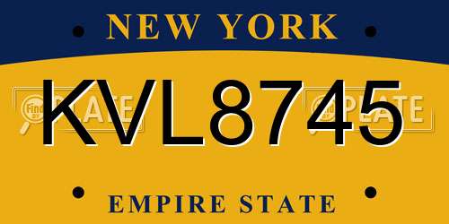 KVL8745 New York License Plate