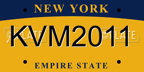 KVM2011 New York License Plate