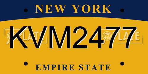 KVM2477 New York License Plate
