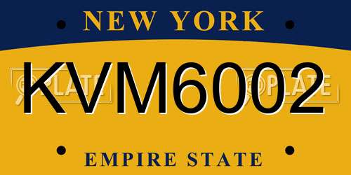 KVM6002 New York License Plate
