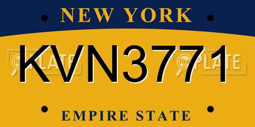 KVN3771 New York License Plate