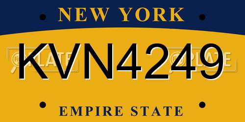 KVN4249 New York License Plate