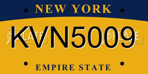 KVN5009 New York License Plate